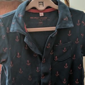 Smart Close navy blue  boys shorts onesie.